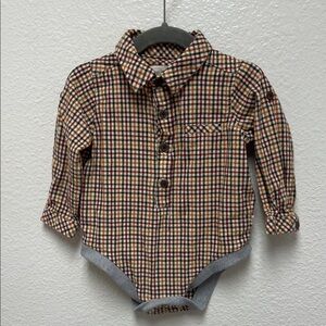 Me & Henry Plaid Long-Sleeve Baby Onesie Flannel Shirt 12-18 Months